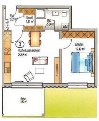 2 Zimmer - Wohnung mit gehobener Innenausstattung mit Balkon und EBK in Schwäbisch Hall