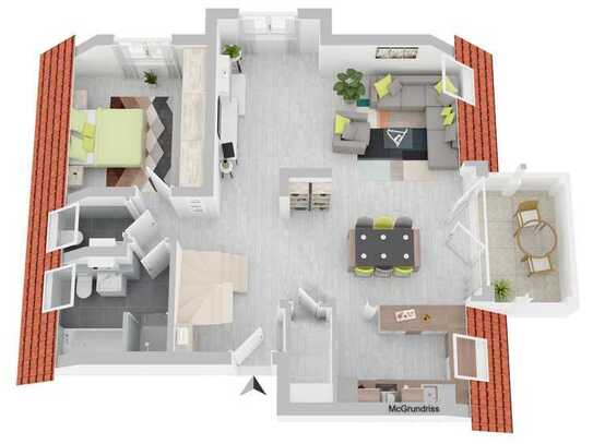 Attraktive 3,5-Zimmer-Maisonette-Wohnung mit Balkon und Garage in Ludwigshafen/Maudach