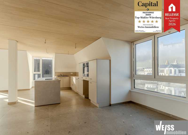                                                               NEUBAU 2 Zi.-Maisonette-Whg. mit Festungsblick und gro&szlig;z&uuml;giger Dachterrasse                                                       in Mainviertel (Würzburg)