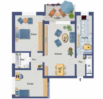 Helle, zentrale 3-Zimmer-Wohnung in Senden mit Stellplatz und Garage