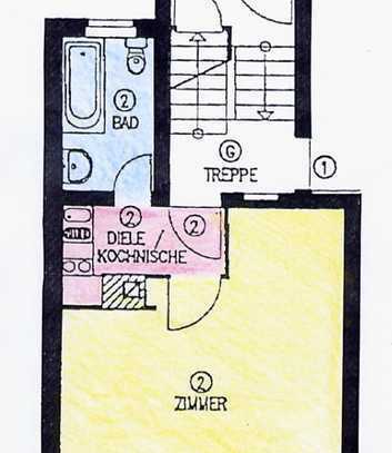 1 Zimmerwohnung in zentraler Lage am Roßdorfer Platz