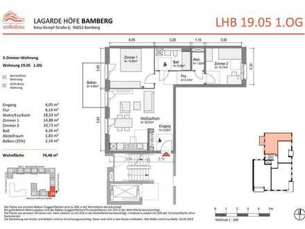 NEUBAU! WBS Stufe 3 notwendig - schöne 3 Zimmer-Wohnung (19.05) mit Balkon