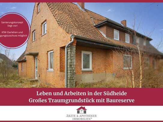 Leben und Arbeiten in der Südheide!
Großes Traumgrundstück mit Baureserve