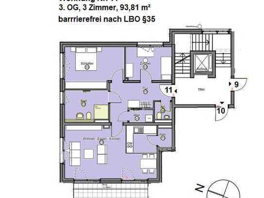 3 Zimmerwohnung zum Wohlfühlen mit Dachterrasse / barrierefrei nach LBO §35