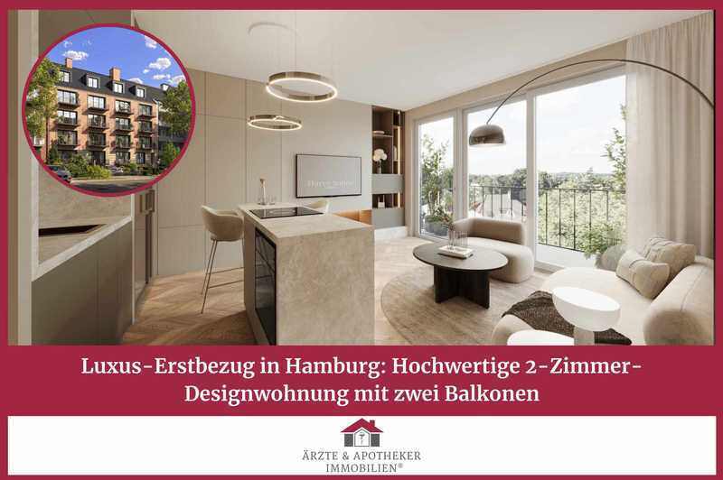 Luxus-Erstbezug in Hamburg: Hochwertige 2-Zimmer-Designwohnung mit zwei Balkonen
