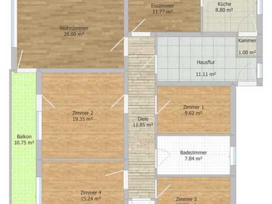 5-Zimmer-Wohnung mit großem Garten, Balkon und Einbauküche in Fahrenbach