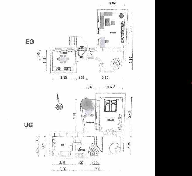 EG Wohnung 2 Zimmer Terrasse im Hinterhof oder als Büro