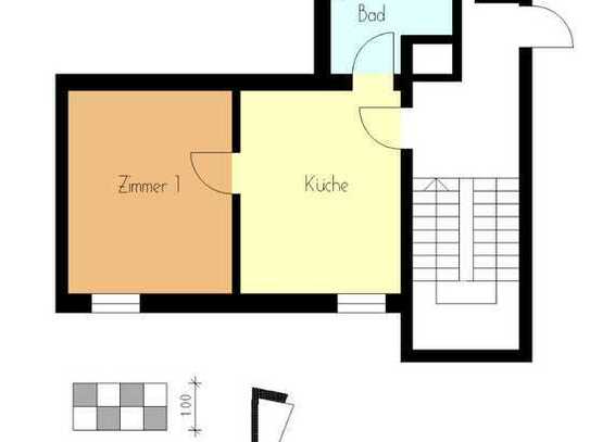 Freundliche Wohnung in Dortmund mit Wohnküche und Schlafzimmer.