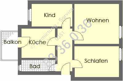 -- 3 R-Wohnung - Balkon - an der Küche - Bad mit Wanne - Gartennutzung - Ost