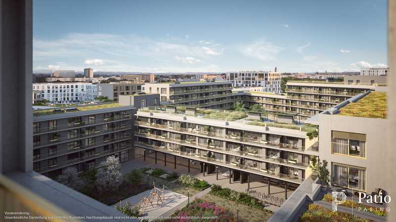 Stadtapartment mit sep. Küche, großen Fensterfronten und Balkon zum grünen Innenhof
