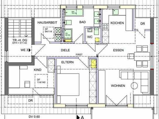 Stilvolle, neuwertige 3-Raum-Dachgeschosswohnung mit geh. Innenausstattung mit EBK in Laupheim