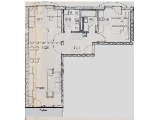 Gut geschnittene 3-Zimmer-Wohnung in Altstadt-Nähe mit Balkon und Tiefgarage