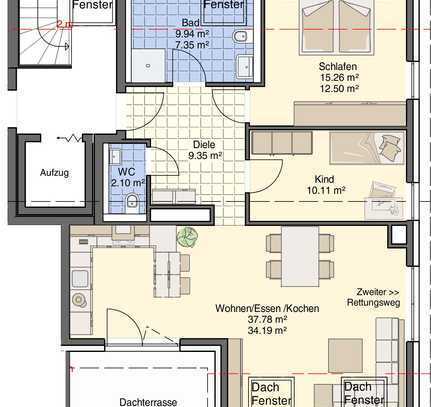 Dachgeschosswohnung in schöner Aussichtslage mit Balkon * provisionsfrei *