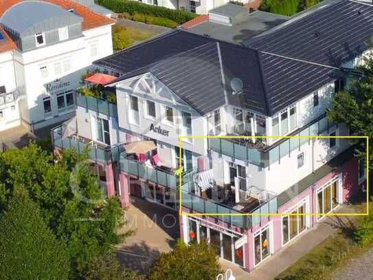 Neuwertige Wohnung mit Aufzug, großem Balkon mit Blick ins Grüne direkt in der Flaniermeile.