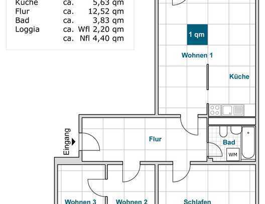 Aus 3 mach 4! Schöne 4 Zimmer Wohnung