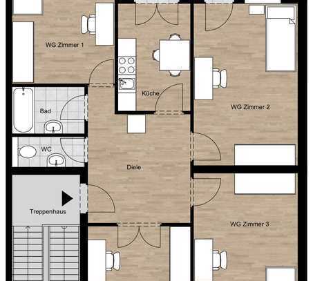 Möblierte 4er WG-Wohnung mit Balkon in Köln