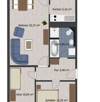 3-Raum-Wohnung in ruhiger und zentraler Lage