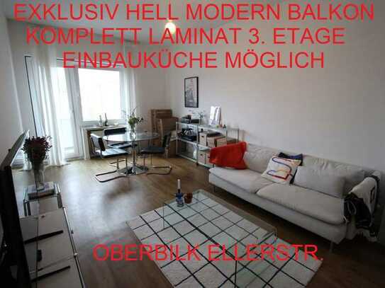 EXKLUSIV HELL MODERN BALKON KOMPLETT LAMINAT 3. ETAGE EINBAUKÜCHE MÖGLICH OBERBILK ELLERSTR.