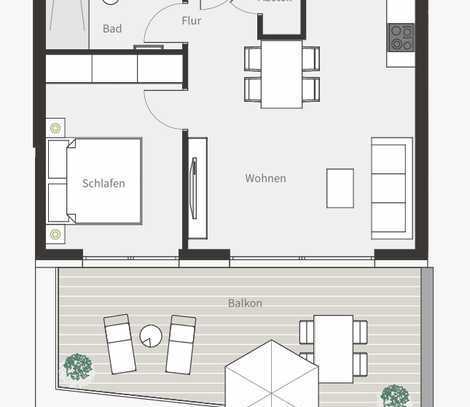 Sehr helle, luxuriöse 2-Zimmer-Neubauwohnung mit großem Südbalkon und Einbauküche in Magstadt