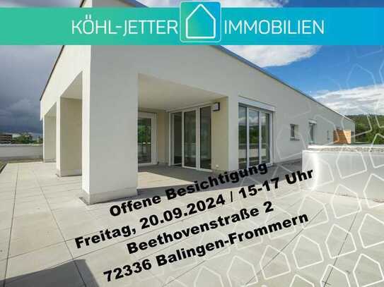 Unverbaubare Aussicht! Hochwertige 4,5-Zi-Dachterrassenwohnung mit TG-STPL in Balingen-Frommern!