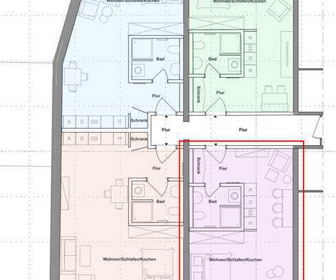 Frisch sanierte 1-Zimmer-Wohnung inkl. Küchenzeile ab 01. 11.2024 zu vermieten (ME 2.14)
