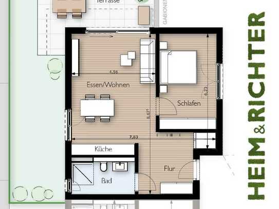 Seniorengerechtes Wohnen in Worfelden, Erdgeschosswohnung Nr. 2 mit Terrasse und Garten