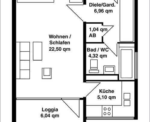 Exklusive 1-Raum-Wohnung mit gehobener Innenausstattung mit Balkon und Einbauküche in Ottobrunn