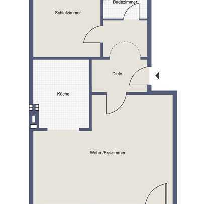 2 Zi. Hochparterre-Whg. mit O/S-Loggia als Kapitalanlage oder späterer Eigenbedarf