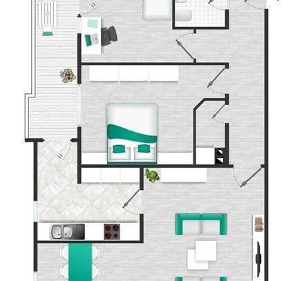 Große 4 ZKB mit überdachtem Balkon