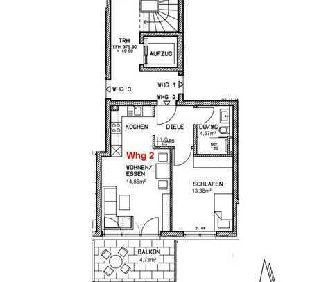 Exklusive 2 Zi. Whg. mit Südbalkon, Einbauküche, Duschbad, FB-Hzg., in ruhiger Lage