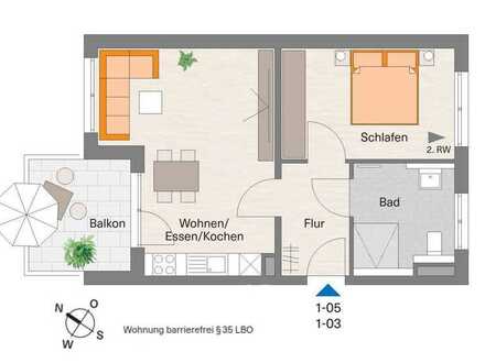 Barrierefreie Wohnung: 2-Zimmer mit Balkon