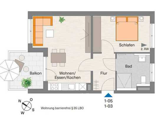 Ideale Raumaufteilung: 2-Zimmer Wohnung mit Balkon