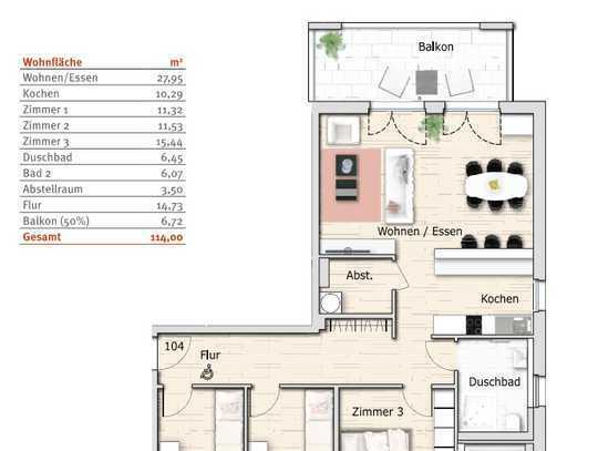 Geschmackvolle 4-Zimmer-Wohnung mit gehobener Innenausstattung mit Balkon in Bruchsal