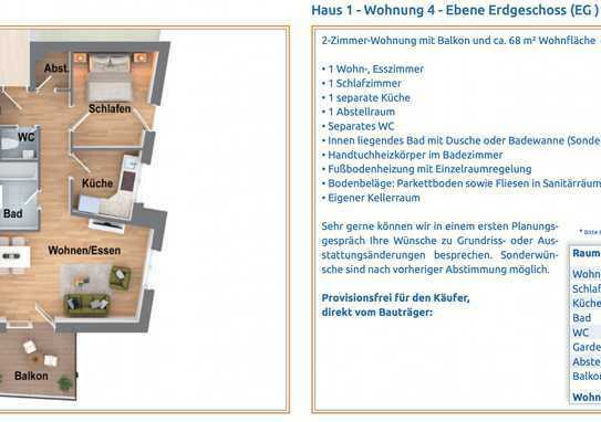 Elegante 2-Zimmer-Wohnung mit Balkon und 68 m² Wohnfläche!