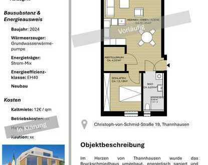 Attraktive 2,5-Raum-Wohnung mit EBK und Balkon in Thannhausen, 2. OG