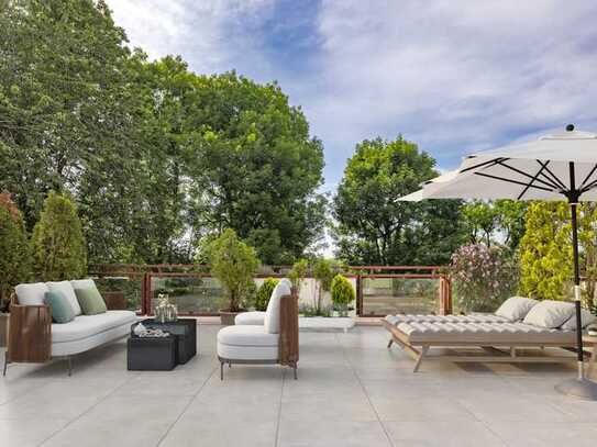 DACHTERRASSEN-TRAUM: EDLES DESIGNER-PENTHOUSE MIT AUSBLICK ÜBER NATURSCHUTZGEBIET AM ISARHOCHUFER