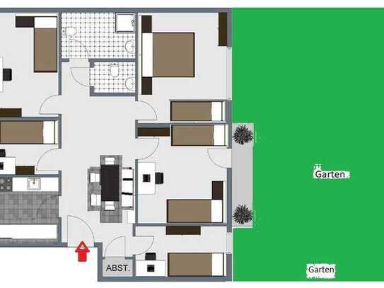 Optimal fürFirmen/WG´s!Urban/idyllisch!Moderne,sanierte,schicke Wohnung-großer Garten.Top Verkehrsve