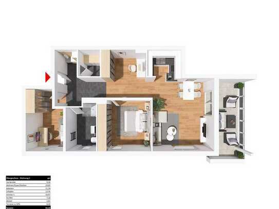 Moderne 4 Zimmer Obergeschosswohnung im Neubaugebiet