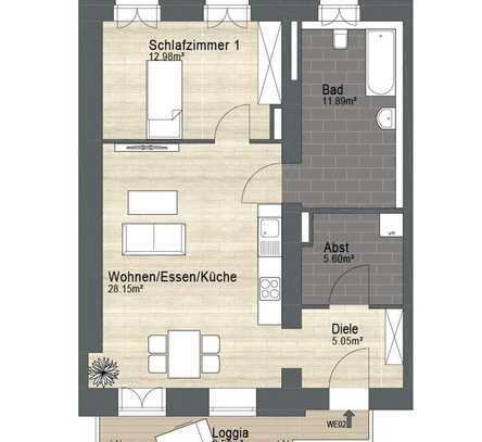 Erstbezug im Zentrum von Landau, 2 Zimmer Wohnung im Erdgeschoss