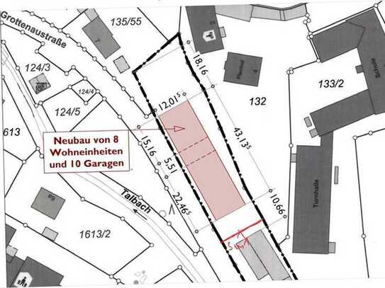 Baugrundstück mit Baugenehmigung für 8 Wohnungen