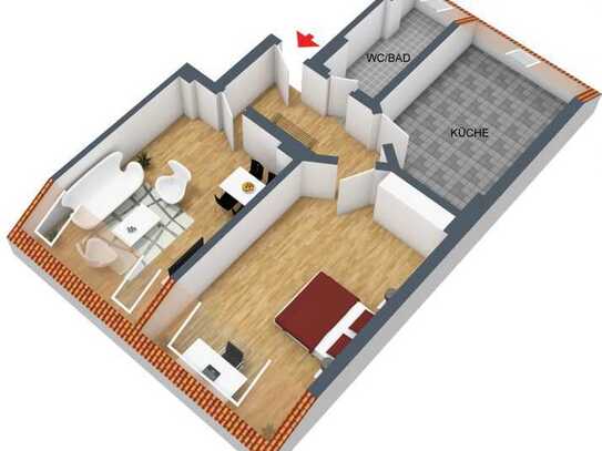 Schöne, helle, ruhige und renovierte Dachgeschosswohnung