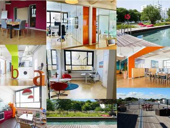 Helle Büroräume und Open Space mit Dachterrasse und Pool - All-in-Miete