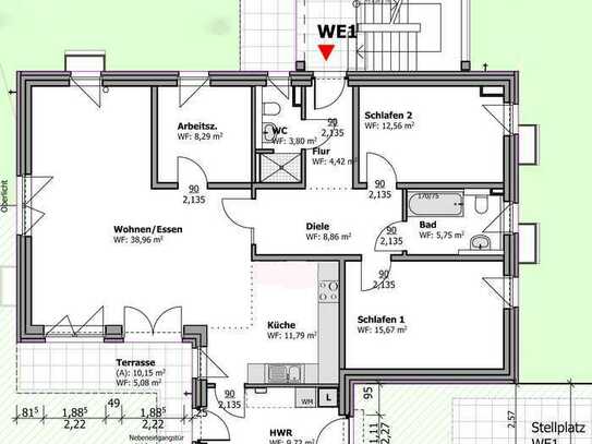 4-Zimmer-EG-Komfortwohnung mit Terrasse und Einbauküche in Hannover-Anderten