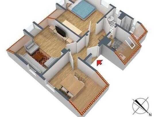 Schöne, möblierte, modernisierte drei Zimmer Wohnung im 2-Fam.-Haus in Stuttgart, Stammheim