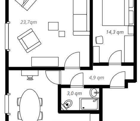 Moderne, vollständig möblierte 2,5-Zimmer-Wohnung nahe Bamberg