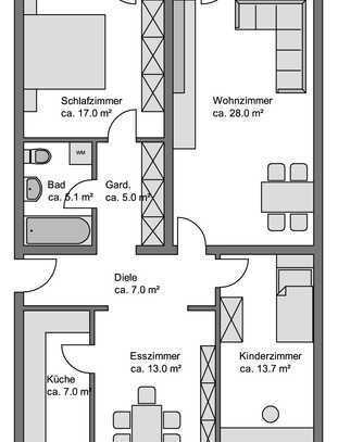 Schöne und helle 3,5-Raum-Wohnung mit Balkon und Einbauküche in Landshut