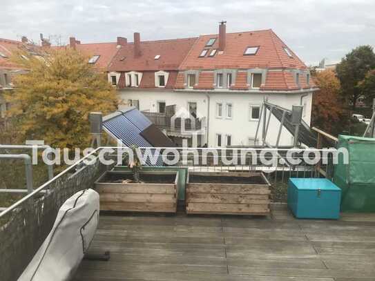 Tauschwohnung: Große Dachterrasse in Moosach gegen Häuschen mit Garten!