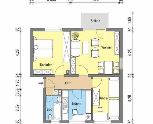 Praktisch geschnittene 3-Zimmer-Wohnung ruhig gelegen