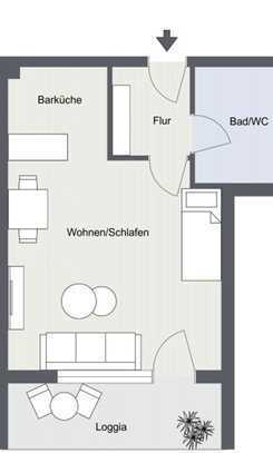 Gemütliche, frisch renovierte 1 Zi. Wohnung, 38 m², nagelneue EBK, Terrasse, Keller, gute Lage