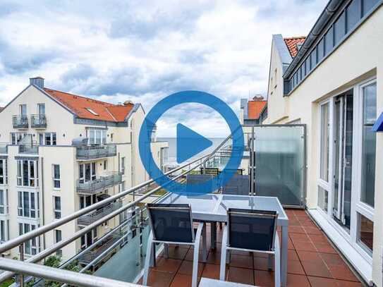 Blick über die ganze Insel: Maisonette Wohnung mit großer Terrasse